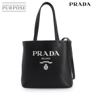 Prada tote shoulder bag leather Nero Black